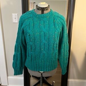 Vibrant Teal Cable Knit Sweater